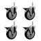 Service Caster 5 Inch Black Polyurethane Wheel Swivel 58 Inch Threaded Stem Caster Set with Brake SCC SCC-TS20S514-PPUB-BLK-PLB-58212-4 - alternate 1